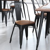 Perry Set of 4 Poly Resin Wood Seat with Rounded Edges for Colorful Metal Chairs and Stools in Teak, 4-JJ-SEA-PL01-TEAK-GG