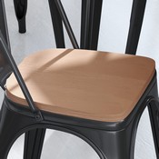 Perry Set of 4 Poly Resin Wood Seat with Rounded Edges for Colorful Metal Chairs and Stools in Teak, 4-JJ-SEA-PL01-TEAK-GG