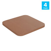 Perry Set of 4 Poly Resin Wood Seat with Rounded Edges for Colorful Metal Chairs and Stools in Teak, 4-JJ-SEA-PL01-TEAK-GG