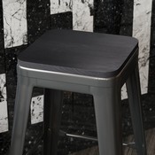Perry Poly Resin Wood Square Seat with Rounded Edges for Colorful Metal Barstools in Black, 4-JJ-SEA-PL02-BK-GG