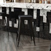 Perry Poly Resin Wood Square Seat with Rounded Edges for Colorful Metal Barstools in Black, 4-JJ-SEA-PL02-BK-GG