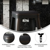 Perry Poly Resin Wood Square Seat with Rounded Edges for Colorful Metal Barstools in Black, 4-JJ-SEA-PL02-BK-GG