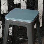 Perry Poly Resin Wood Square Seat with Rounded Edges for Colorful Metal Barstools in Teal-Blue, 4-JJ-SEA-PL02-CB-GG