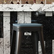 Perry Poly Resin Wood Square Seat with Rounded Edges for Colorful Metal Barstools in Teal-Blue, 4-JJ-SEA-PL02-CB-GG