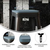 Perry Poly Resin Wood Square Seat with Rounded Edges for Colorful Metal Barstools in Teal-Blue, 4-JJ-SEA-PL02-CB-GG