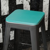 Perry Poly Resin Wood Square Seat with Rounded Edges for Colorful Metal Barstools in Mint, 4-JJ-SEA-PL02-MINT-GG