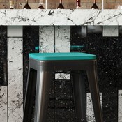 Perry Poly Resin Wood Square Seat with Rounded Edges for Colorful Metal Barstools in Mint, 4-JJ-SEA-PL02-MINT-GG