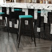 Perry Poly Resin Wood Square Seat with Rounded Edges for Colorful Metal Barstools in Mint, 4-JJ-SEA-PL02-MINT-GG