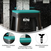 Perry Poly Resin Wood Square Seat with Rounded Edges for Colorful Metal Barstools in Mint, 4-JJ-SEA-PL02-MINT-GG