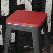 Perry Poly Resin Wood Square Seat with Rounded Edges for Colorful Metal Barstools in Red, 4-JJ-SEA-PL02-RED-GG