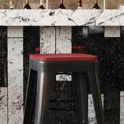 Perry Poly Resin Wood Square Seat with Rounded Edges for Colorful Metal Barstools in Red, 4-JJ-SEA-PL02-RED-GG