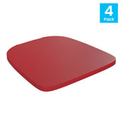 Perry Poly Resin Wood Square Seat with Rounded Edges for Colorful Metal Barstools in Red, 4-JJ-SEA-PL02-RED-GG