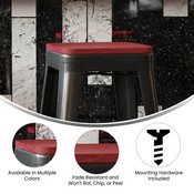 Perry Poly Resin Wood Square Seat with Rounded Edges for Colorful Metal Barstools in Red, 4-JJ-SEA-PL02-RED-GG