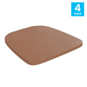 Perry Poly Resin Wood Square Seat with Rounded Edges for Colorful Metal Barstools in Teak, 4-JJ-SEA-PL02-TEAK-GG