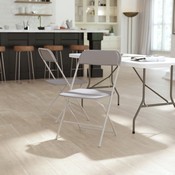 Hercules Big and Tall Commercial Folding Chair - Extra Wide 650LB. Capacity - Durable Plastic - Gray, 4-Pack, 4-LE-L-3-W-GY-GG