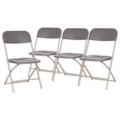 Hercules Big and Tall Commercial Folding Chair - Extra Wide 650LB. Capacity - Durable Plastic - Gray, 4-Pack, 4-LE-L-3-W-GY-GG