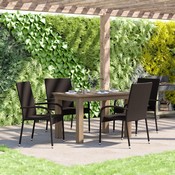 Maxim Set of 4 Stackable Indoor/Outdoor Wicker Dining Chairs with Arms - Fade & Weather-Resistant Steel Frames - Espresso, 4-TW-3WBE073-ESP-GG