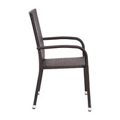 Maxim Set of 4 Stackable Indoor/Outdoor Wicker Dining Chairs with Arms - Fade & Weather-Resistant Steel Frames - Espresso, 4-TW-3WBE073-ESP-GG