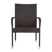 Maxim Set of 4 Stackable Indoor/Outdoor Wicker Dining Chairs with Arms - Fade & Weather-Resistant Steel Frames - Espresso, 4-TW-3WBE073-ESP-GG