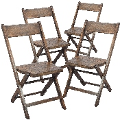Slatted Wood Folding Special Event Chair - Antique Black, Set of 4, 4-WFC-SLAT-AB-GG