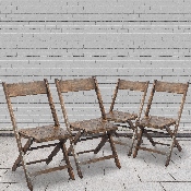 Slatted Wood Folding Special Event Chair - Antique Black, Set of 4, 4-WFC-SLAT-AB-GG