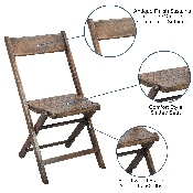 Slatted Wood Folding Special Event Chair - Antique Black, Set of 4, 4-WFC-SLAT-AB-GG