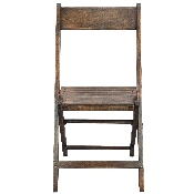 Slatted Wood Folding Special Event Chair - Antique Black, Set of 4, 4-WFC-SLAT-AB-GG
