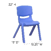 4 Pack Blue Plastic Stackable School Chair with 12'' Seat Height, 4-YU-YCX4-001-BLUE-GG
