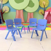 4 Pack Blue Plastic Stackable School Chair with 12'' Seat Height, 4-YU-YCX4-001-BLUE-GG