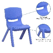 4 Pack Blue Plastic Stackable School Chair with 12'' Seat Height, 4-YU-YCX4-001-BLUE-GG