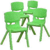 4 Pack Green Plastic Stackable School Chair with 12'' Seat Height, 4-YU-YCX4-001-GREEN-GG