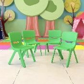 4 Pack Green Plastic Stackable School Chair with 12'' Seat Height, 4-YU-YCX4-001-GREEN-GG