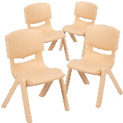 4 Pack Natural Plastic Stackable School Chair with 12'' Seat Height, 4-YU-YCX4-001-NAT-GG