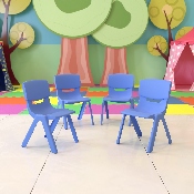 4 Pack Blue Plastic Stackable School Chair with 10.5'' Seat Height, 4-YU-YCX4-003-BLUE-GG