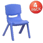 4 Pack Blue Plastic Stackable School Chair with 10.5'' Seat Height, 4-YU-YCX4-003-BLUE-GG