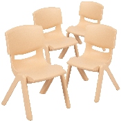 4 Pack Natural Plastic Stackable School Chair with 10.5