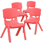 4 Pack Red Plastic Stackable School Chair with 10.5'' Seat Height, 4-YU-YCX4-003-RED-GG