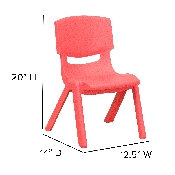 4 Pack Red Plastic Stackable School Chair with 10.5'' Seat Height, 4-YU-YCX4-003-RED-GG
