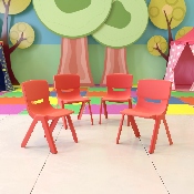 4 Pack Red Plastic Stackable School Chair with 10.5'' Seat Height, 4-YU-YCX4-003-RED-GG
