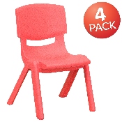 4 Pack Red Plastic Stackable School Chair with 10.5'' Seat Height, 4-YU-YCX4-003-RED-GG