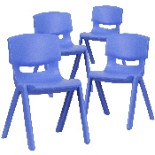 4 Pack Blue Plastic Stackable School Chair with 13.25'' Seat Height, 4-YU-YCX4-004-BLUE-GG
