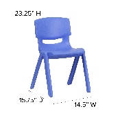 4 Pack Blue Plastic Stackable School Chair with 13.25'' Seat Height, 4-YU-YCX4-004-BLUE-GG