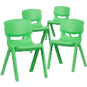 4 Pack Green Plastic Stackable School Chair with 13.25'' Seat Height, 4-YU-YCX4-004-GREEN-GG