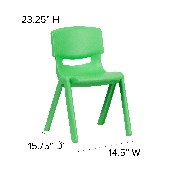 4 Pack Green Plastic Stackable School Chair with 13.25'' Seat Height, 4-YU-YCX4-004-GREEN-GG