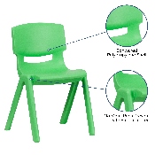 4 Pack Green Plastic Stackable School Chair with 13.25'' Seat Height, 4-YU-YCX4-004-GREEN-GG