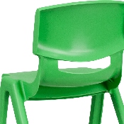 4 Pack Green Plastic Stackable School Chair with 13.25'' Seat Height, 4-YU-YCX4-004-GREEN-GG