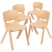 4 Pack Natural Plastic Stackable School Chair with 13.25" Seat Height, 4-YU-YCX4-004-NAT-GG