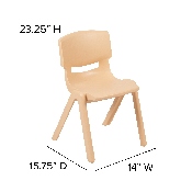 4 Pack Natural Plastic Stackable School Chair with 13.25" Seat Height, 4-YU-YCX4-004-NAT-GG