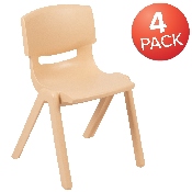 4 Pack Natural Plastic Stackable School Chair with 13.25" Seat Height, 4-YU-YCX4-004-NAT-GG