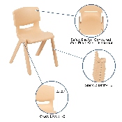 4 Pack Natural Plastic Stackable School Chair with 13.25" Seat Height, 4-YU-YCX4-004-NAT-GG
